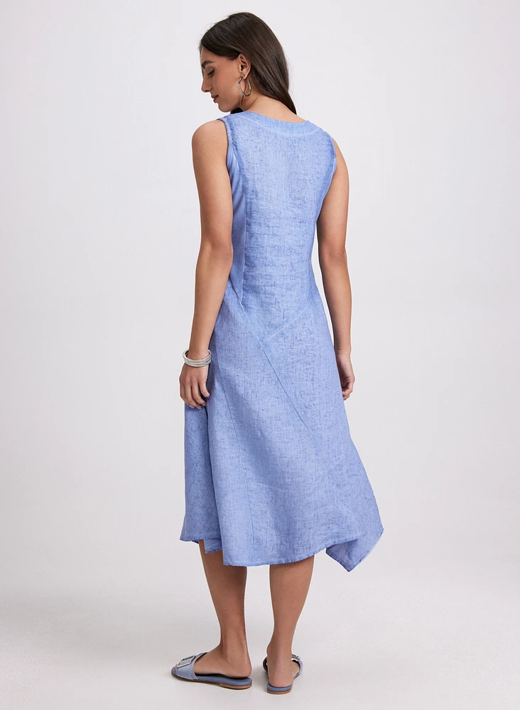 Linen Bias-Cut Midi Dress