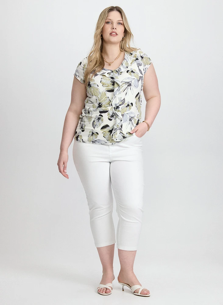 Floral Ruffle Front Top