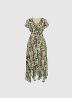 Snake Print Belted Dress