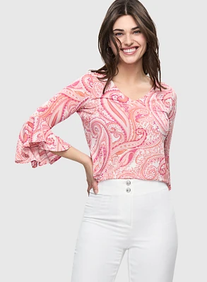 Paisley 3/4 Bell Sleeve Top