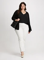 Pleated Back Cardigan & Embroidered Jeans