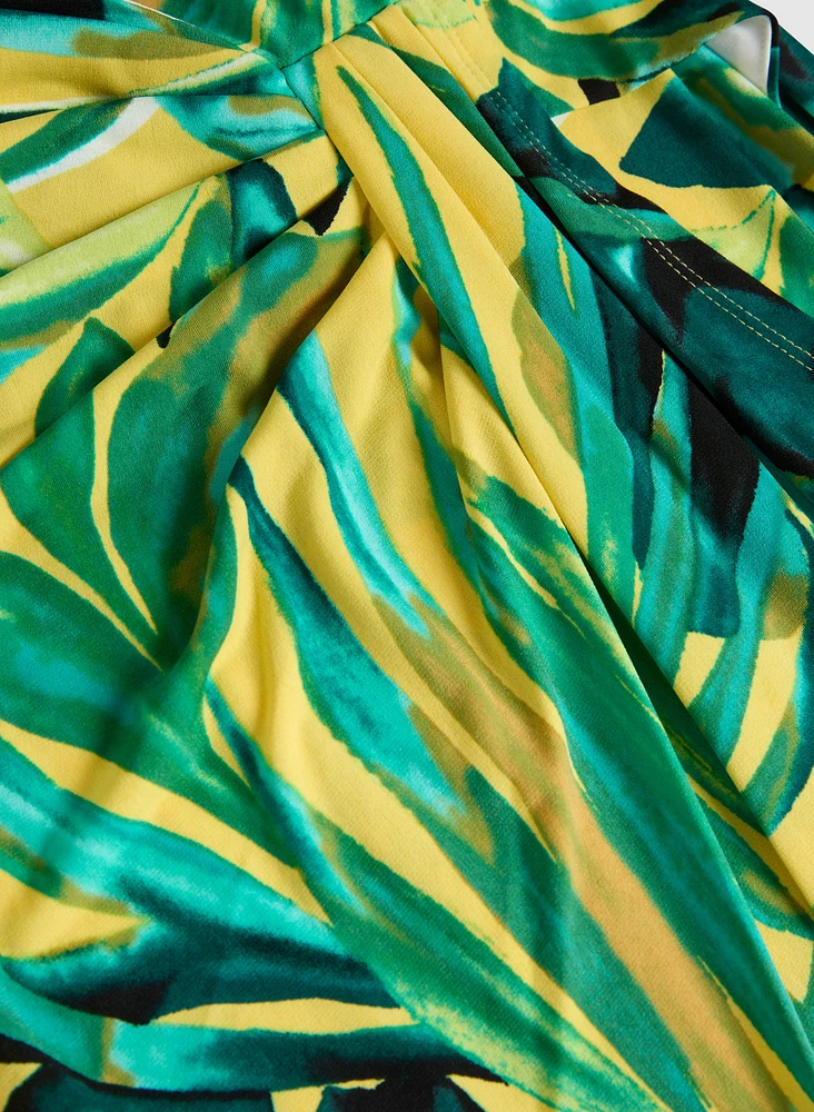 Robe maxi à imprimé tropical