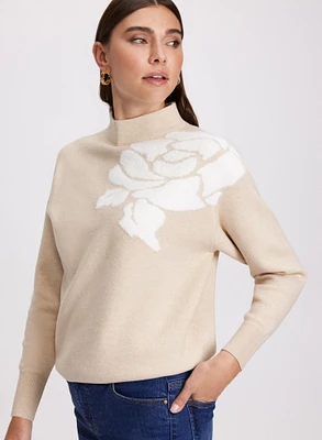 Pull à motif floral en jacquard