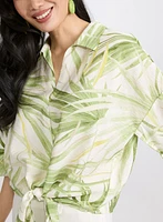Blouse tropicale à ourlet noué