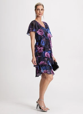 Tiered Floral Print Dress