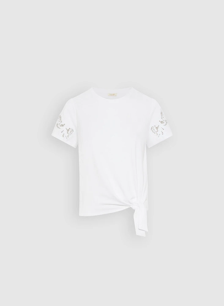 T-shirt brodé en coton extensible
