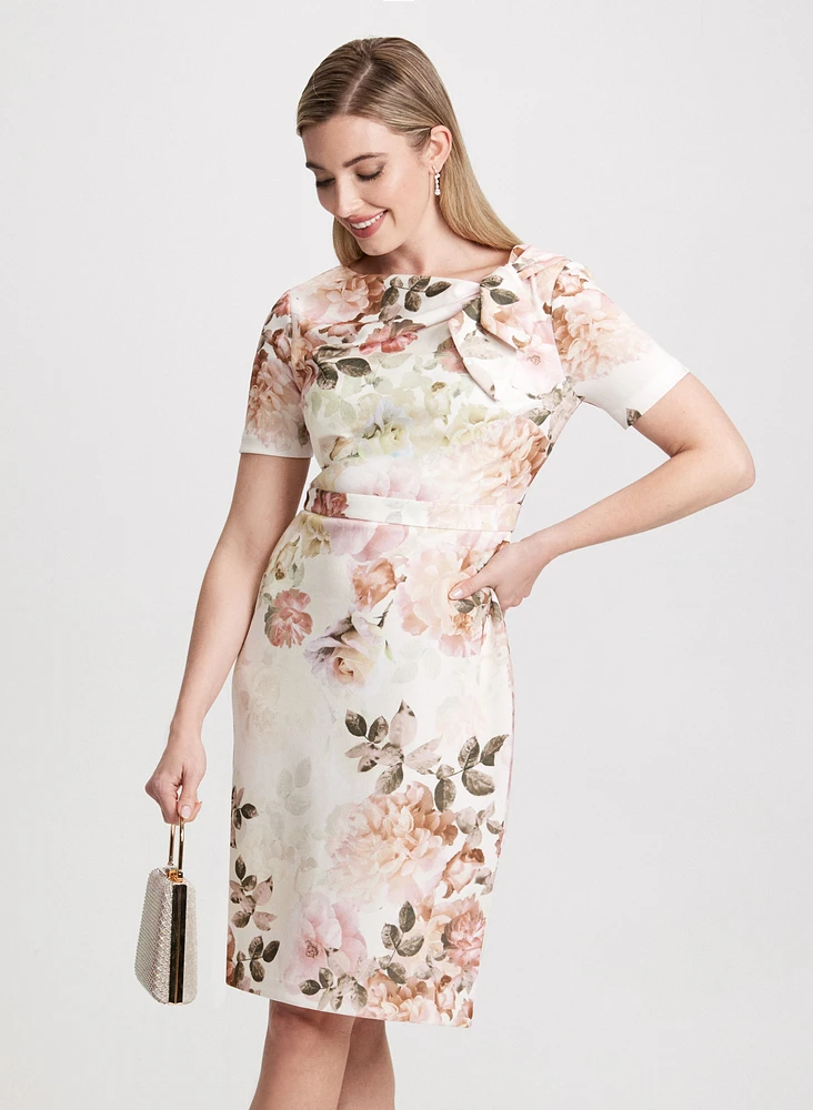 Short Sleeve Floral Sheath Dress