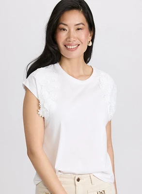 T-shirt à appliqués floraux