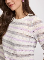 Pull rayé en tricot pointelle