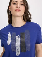 T-shirt à coups de pinceau métalliques