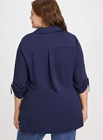 Jersey Button-Down Blouse