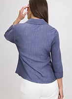 Blouse en mélange de lin hachuré crois