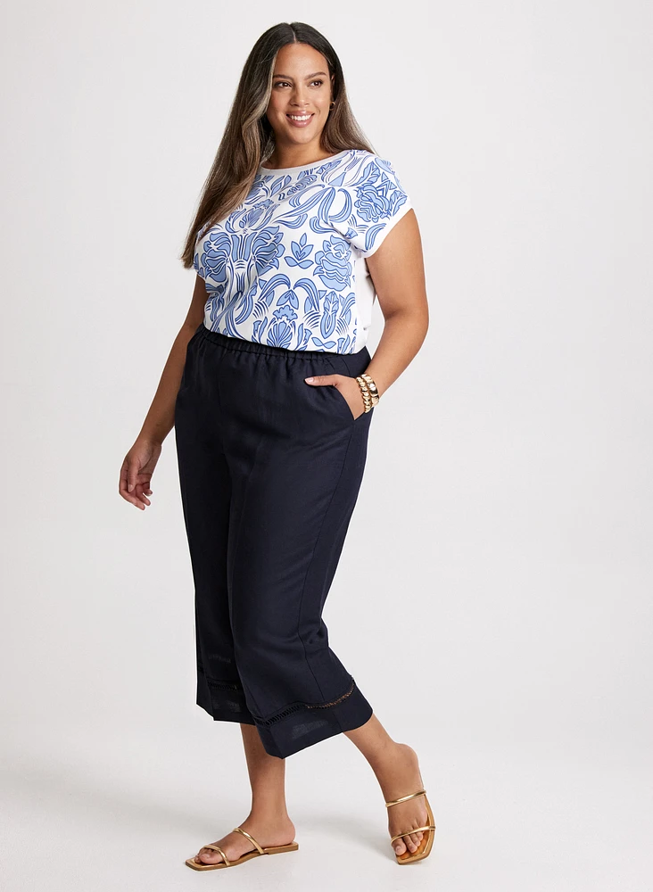 Abstract Floral T-Shirt & Wide Leg Capris