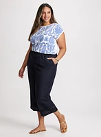 Abstract Floral T-Shirt & Wide Leg Capris