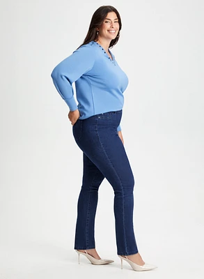 Straight Leg Pull-On Jeans