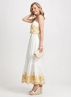 Long Contrasting Embroidery Dress