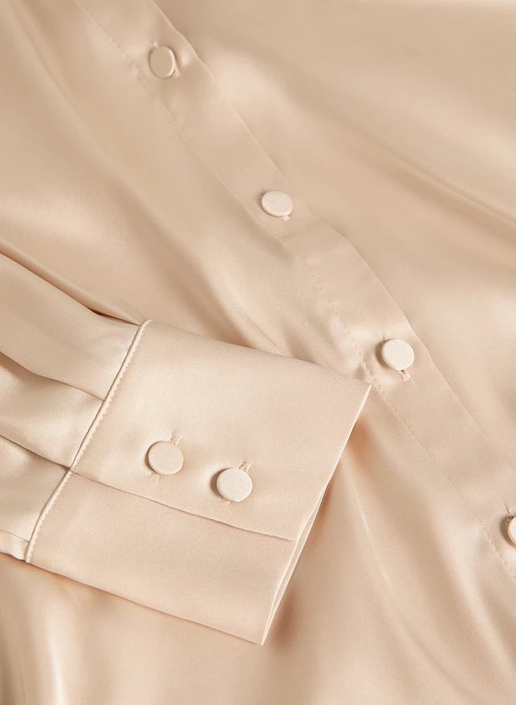 High-Low Satin Blouse