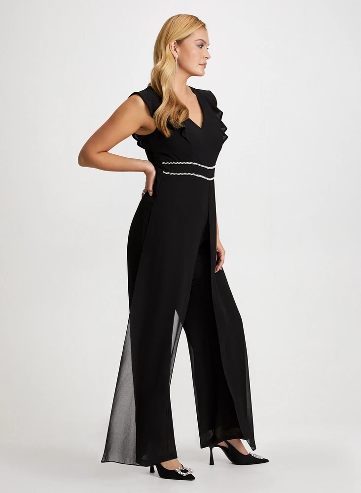 Rhinestone Stripe Detail Jumpsuit