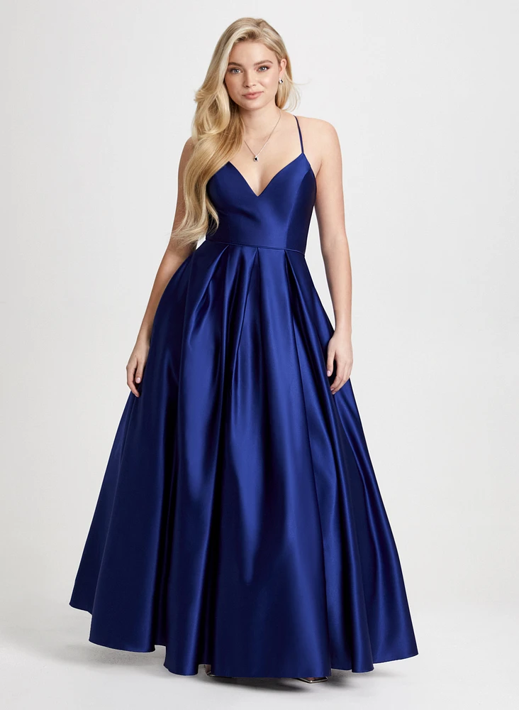 Satin Fit & Flare Ball Gown