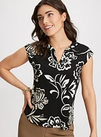 Split Neck Floral Top