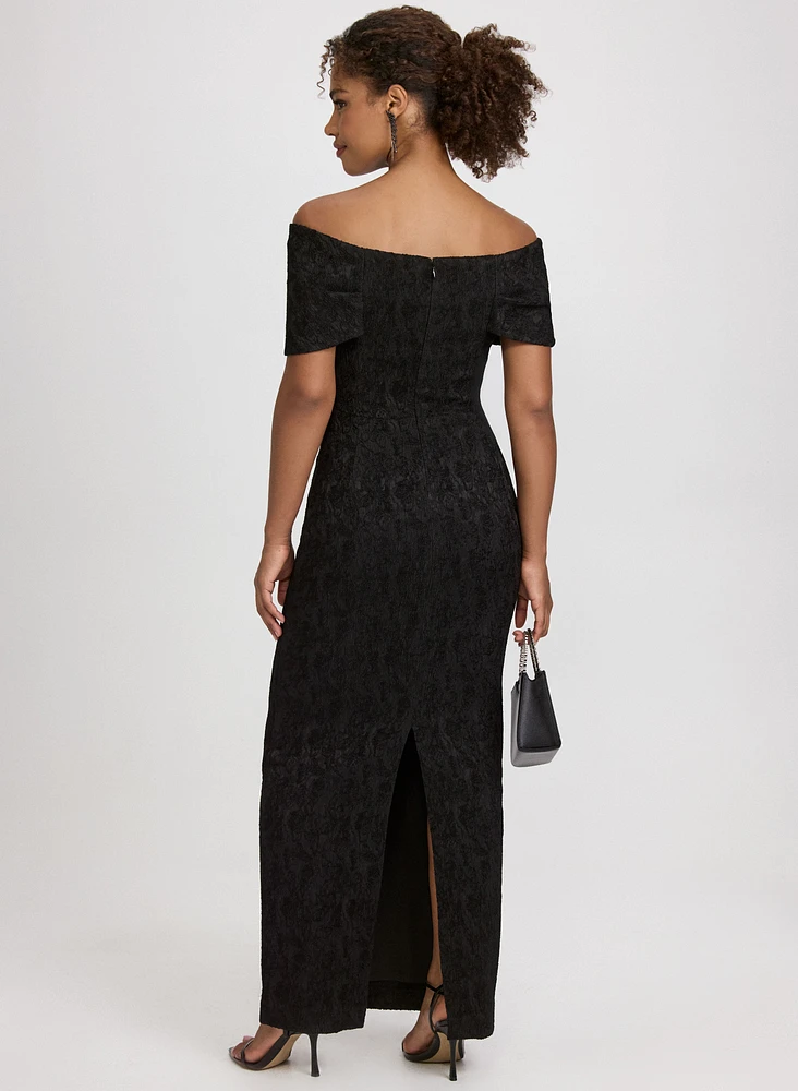 Off-The-Shoulder Textured Dress