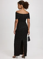 Off-The-Shoulder Textured Dress
