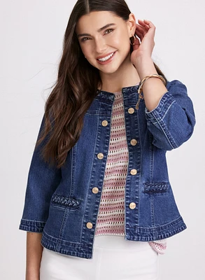 Veste en denim à détails tressés