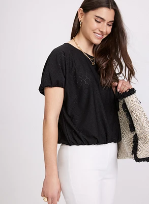 Eyelet Short Sleeve Top