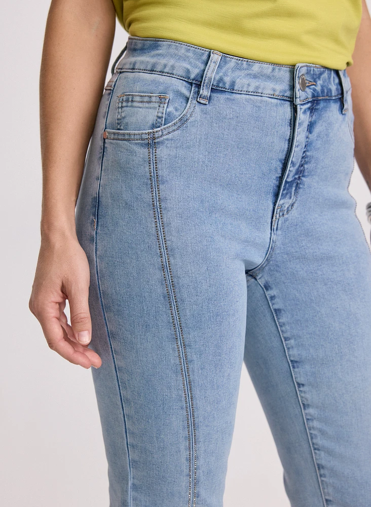 Stone Embellished Denim Capris