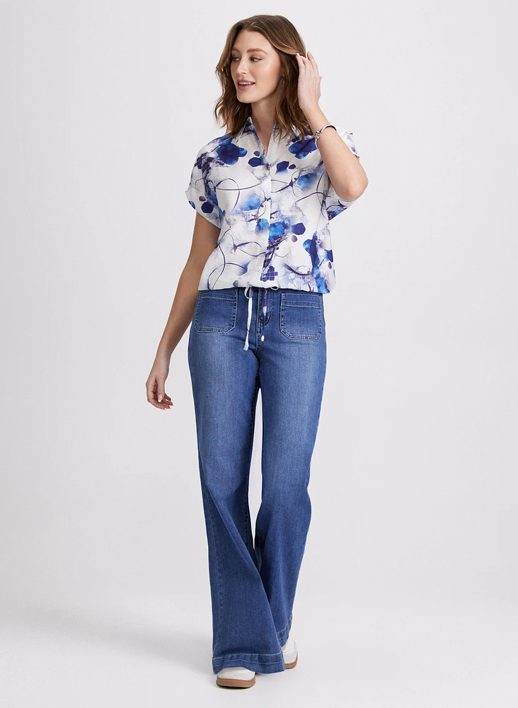 Abstract Floral Print Blouse