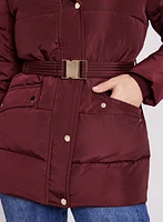 Manteau à col en fausse fourrure amovible