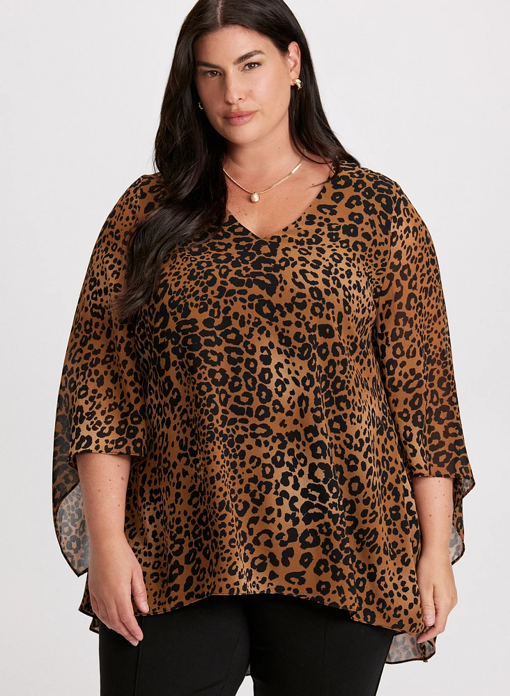 Leopard Print V-Neck Blouse