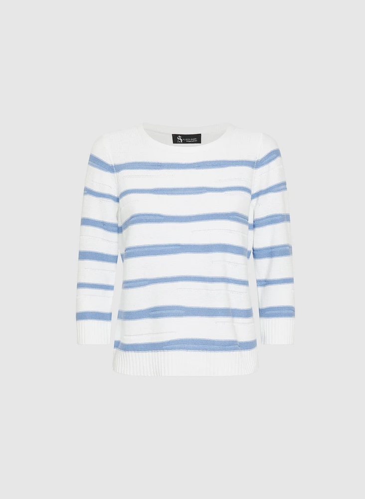 Pull rayé en mélange de coton
