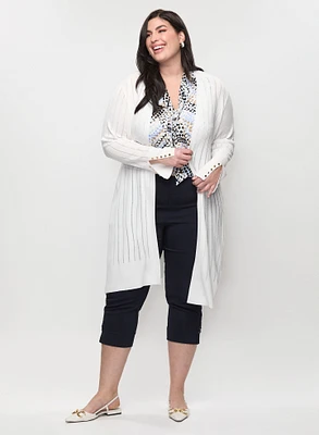 Split Cuff Pointelle Knit Cardigan & Signature Fit Bengaline Capris