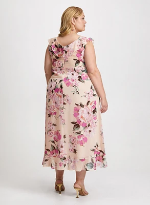 Floral Chiffon Midi Dress