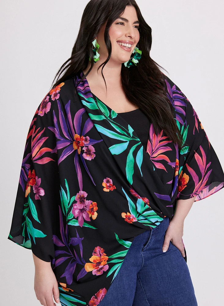 Joseph Ribkoff - Tropical Print Poncho Blouse