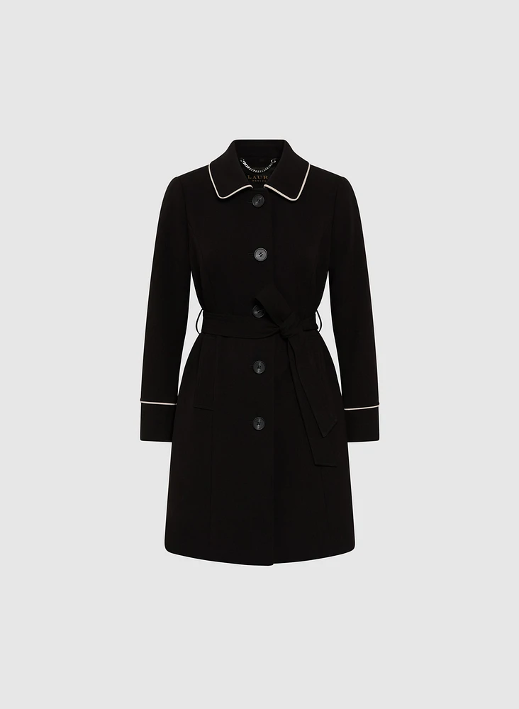 Contrasting Trim Tricotine Coat