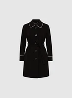 Contrasting Trim Tricotine Coat