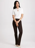 Embellished Collar Top & Pull-On Straight Leg Jeans