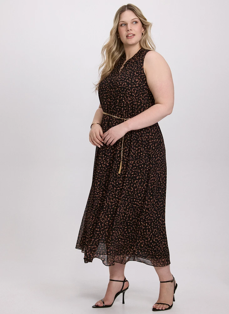 Robe à pois ceinture en chaine