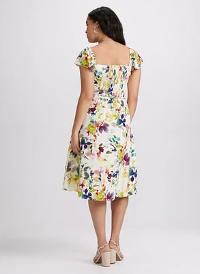 Floral Flutter Sleeve Dress