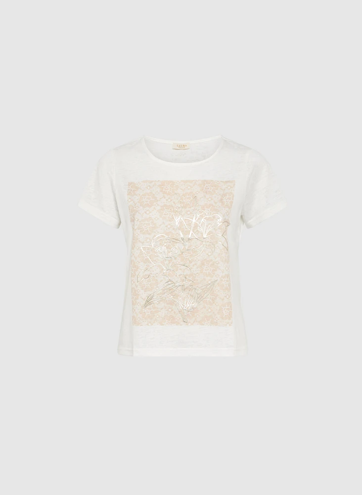 Foiled Floral Print T-Shirt