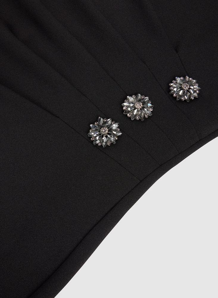 Jeweled Button Detail Dress
