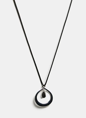 Cord Open Hoop Pendant Necklace