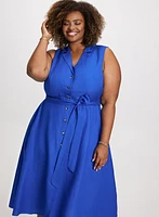 Linen-Blend Fit & Flare Dress