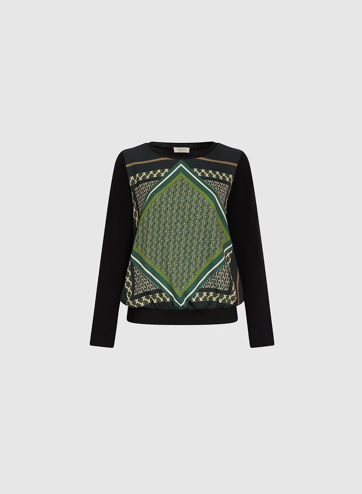 Geometric Print Long Sleeve Top