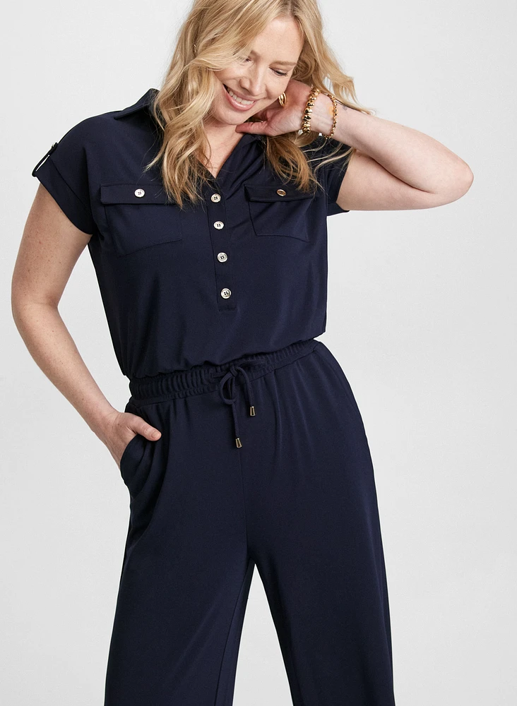 Button Down Jersey Jumpsuit