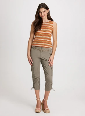 Striped Crochet Top & Cropped Cargo Pants