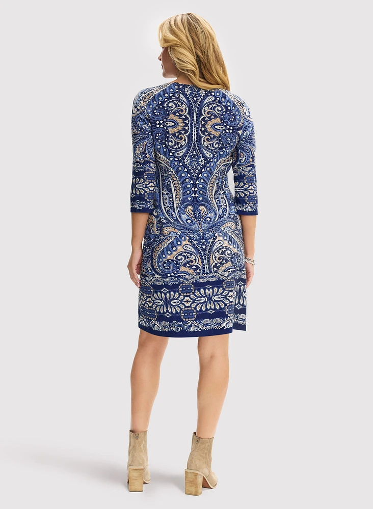 Paisley Print Keyhole Detail Dress