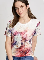 Floral Print Burnout Tee